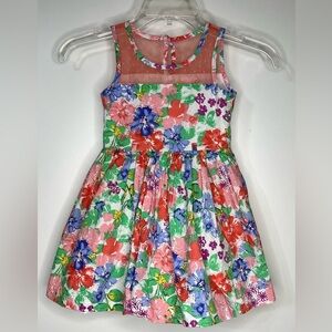 Nannette Sleeveless Fit to Flare Twirl Dress Tropical Hibiscus Floral Girls‎ 4